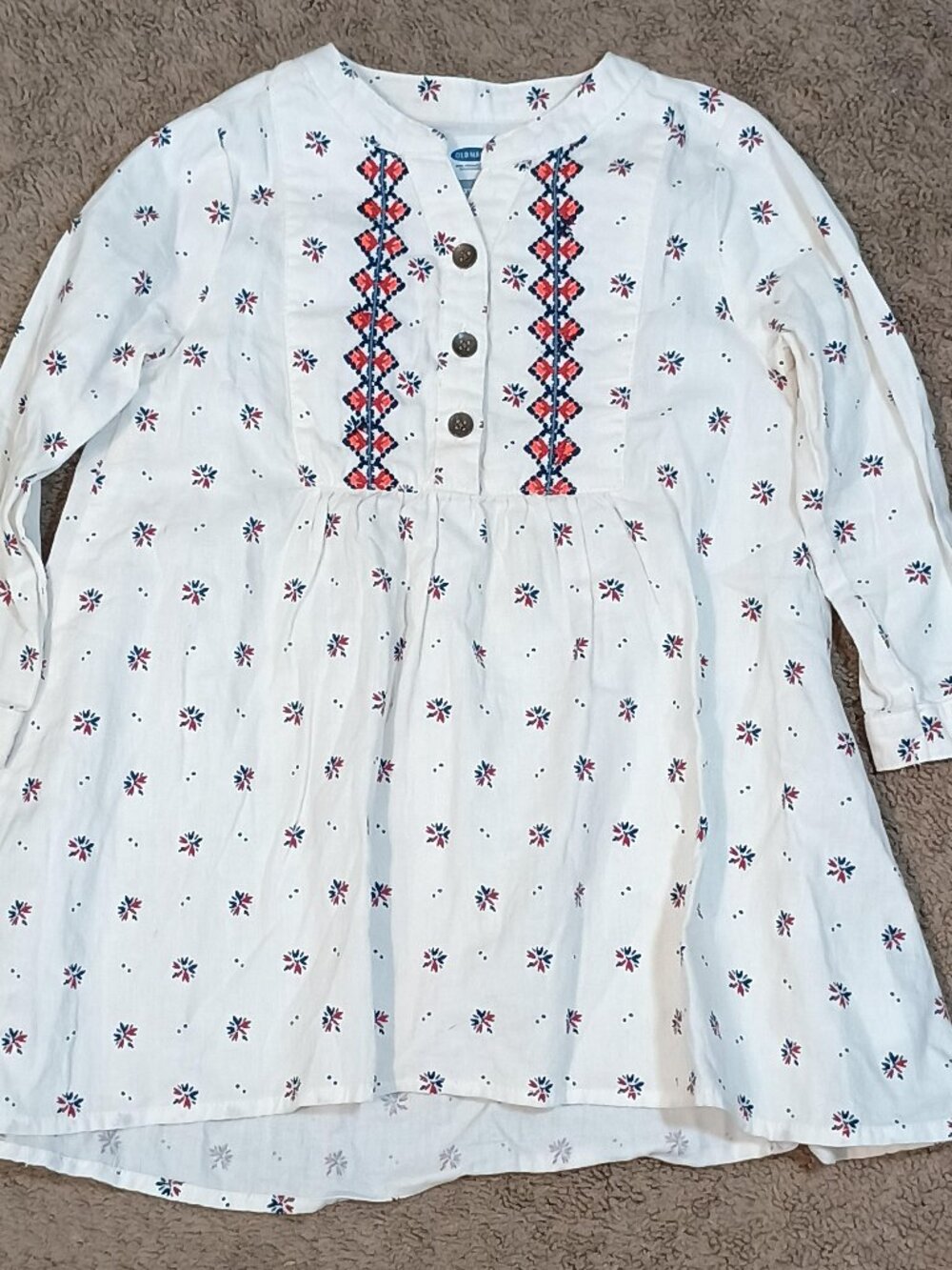 Old Navy/Dress/Girls 2T/Floral Long Sleeve Embroidered/Button Front Cottagecore